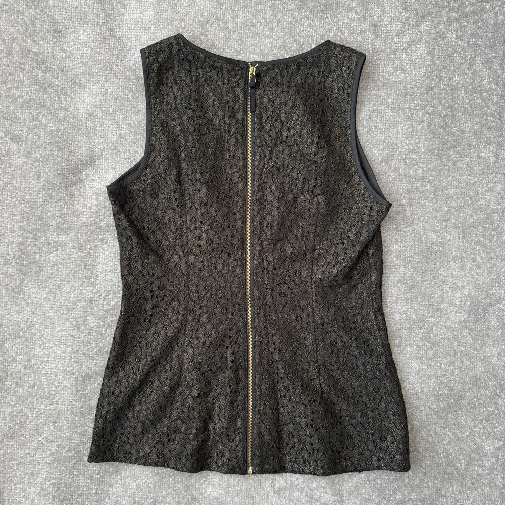 Banana Republic Tank Top Womens 4 Gold Lace Sleeveless Blouse Lined Zip Back - Picture 7 of 7